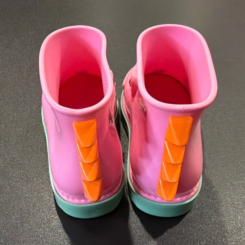Mini Melissa Pink Dinosaur Rain Boots Toddler Girls Size 7C - Picture 2 of 5